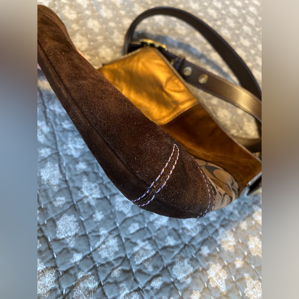 Coach Crossbody Brown Patchwork Bag Euc - image 4